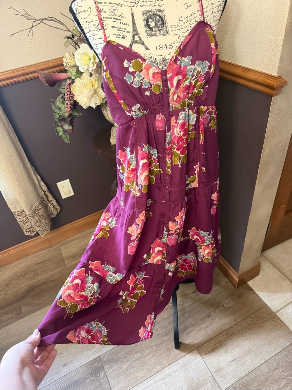 American Eagle Y2K Babydoll Smocked Floral Dress - Picture 3 of 7